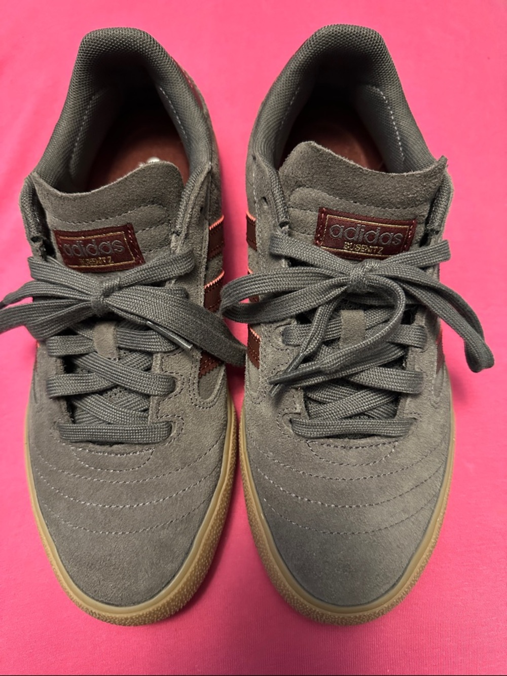 adidas Gray Suede Sneakers with Burgandy Accents Busenitz Core 2